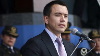 Daniel Noboa en una ceremonia con la Policia Nacional en Ecuador 22 de enero de 2024