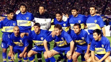 Jugadores titulares del Boca Juniors en la Copa Toyota en Tokio, el 28 de noviembre del 2000.