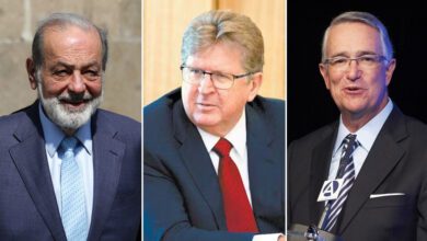 Los empresarios mexicanos Carlos Slim, Germán Larrea y Ricardo Salinas