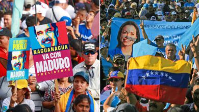Marchas del chavismo y de un sector de la oposición en Venezuela