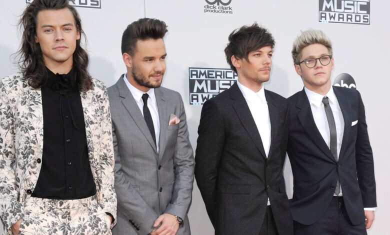 Harry Syles, Liam Payne, Louis Tomlinson y Niall Horan de la banda One Direction en los American Music Awards 2015 en Los Ángeles, EE. UU., el 22 de noviembre de 2015.