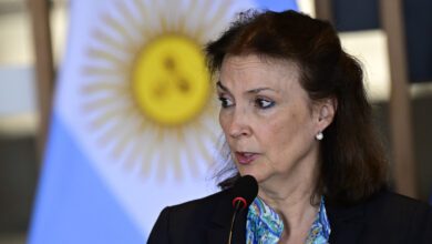 La exinistra de Relaciones Exteriores de Argentina, Diana Mondino, en el Palacio de Itamaraty, en Brasilia, el 15 de abril de 2024.