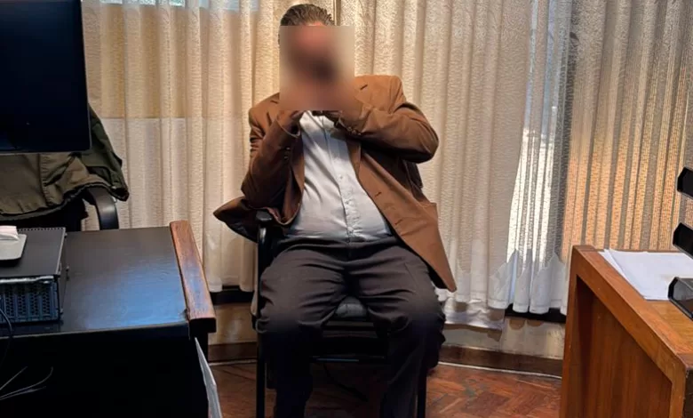 Hugo Osvaldo Espinoza Gutiérrez en las celdas de la FELCC de La Paz, el 17 de enero