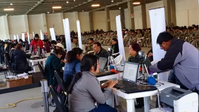 Empadronamiento en el campo ferial Chuquiago Marka, en la zona Sur de La Paz.