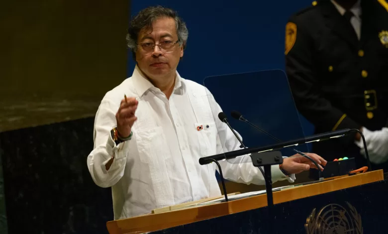 El presidente de Colombia, Gustavo Petro, habla durante el debate general en el 80.º periodo de sesiones de la Asamblea General de la ONU, el 23 de septiembre de 2025.