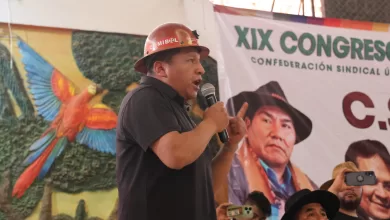 El secretario ejecutivo de la COB, Mario Argollo, en el XIX Congreso Ordinario de la Csutcb