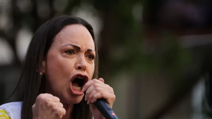 María Corina Machado durante una movilización antigubernamental el 9 de enero de 2025 en Caracas