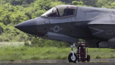 Un caza F35 de EE.UU. en aeropuerto José Aponte de la Torre, Ceiba, Puerto Rico, 14 de septiembre del 2025.