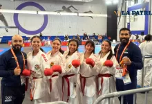El equipo de karate que logró la medalla de bronce