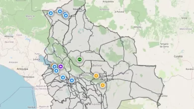 El mapa de transitabilidad de la ABC; los puntos azules representan bloqueos.