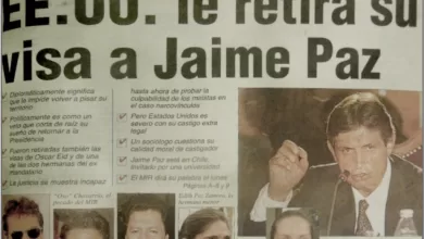 Uno de los titulares del periódico La Razón del 13 de enero de 1996. Narconvínculos