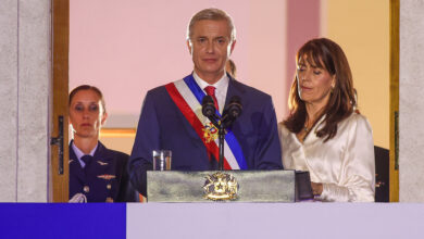 El nuevo presidente de Chile, José Antonio Kast, habla desde el Palacio de La Moneda. 11 de marzo de 2026.