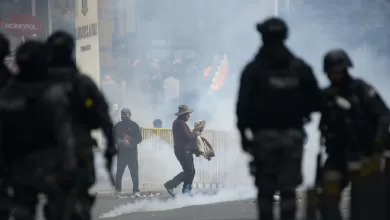 Manifestantes en La Paz, Bolivia, 18 de mayo de 2026.